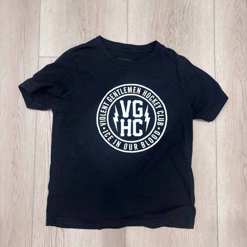 Violent Gentlemen Hockey Club Graphic T-Shirt Black/White Crew Neck YS